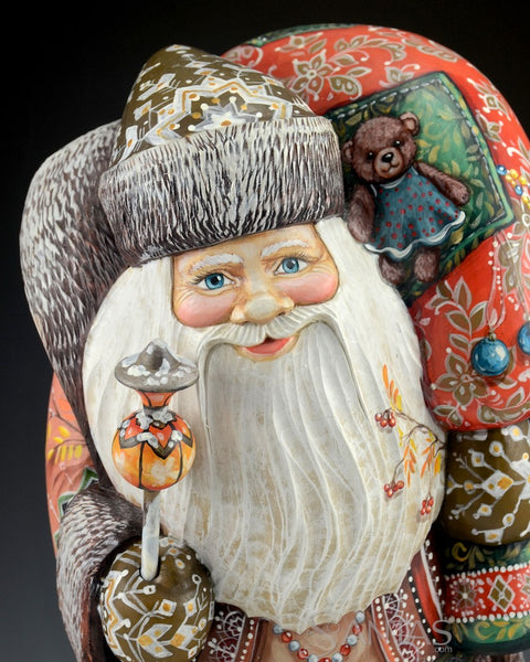 Rich and Colorful Russian Santa with Toy Bag 14 inch