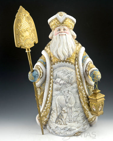 Custom Designed Santa Carving with Beautiful Horse Scene