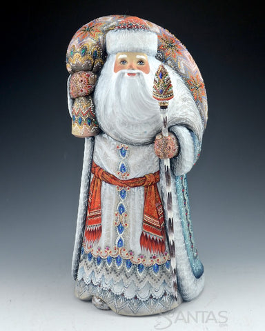 Windswept Ornamental Russian Santa with Toy Bag 12 inches