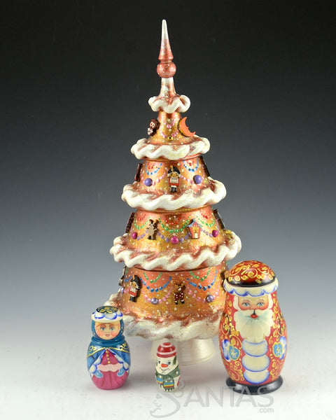 Beautiful Large Gold Decorative Carved Nesting Tree 4 pieces