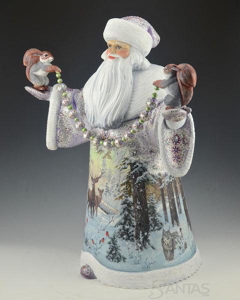 Large Scenic Wilderness Santa with Squirrels and Decorations