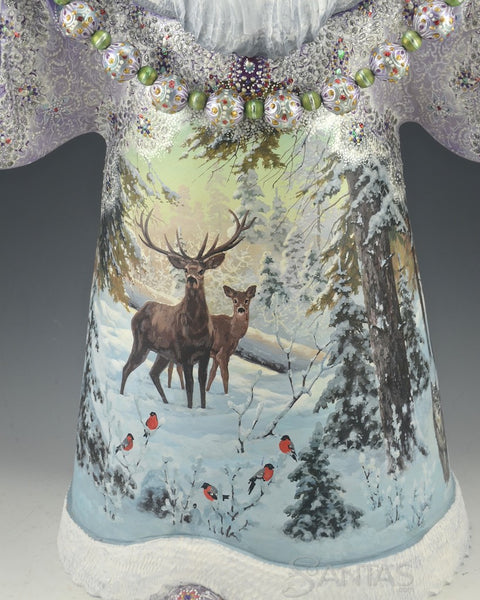 Large Scenic Wilderness Santa with Squirrels and Decorations