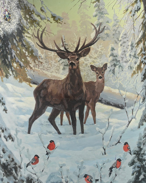 Large Scenic Wilderness Santa with Squirrels and Decorations