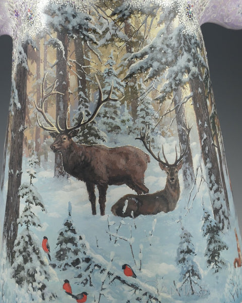 Large Scenic Wilderness Santa with Squirrels and Decorations