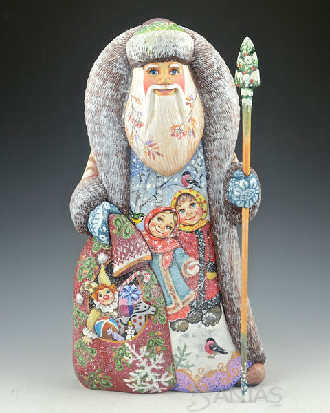 12 inch Russian Santa with Children and Birds