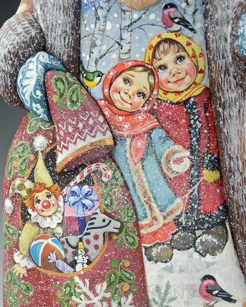 12 inch Russian Santa with Children and Birds