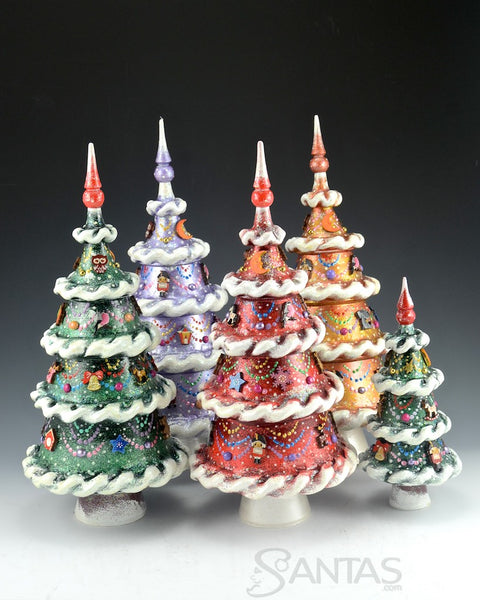 Beautiful Large Purple Decorative Carved Nesting Tree 4 pieces