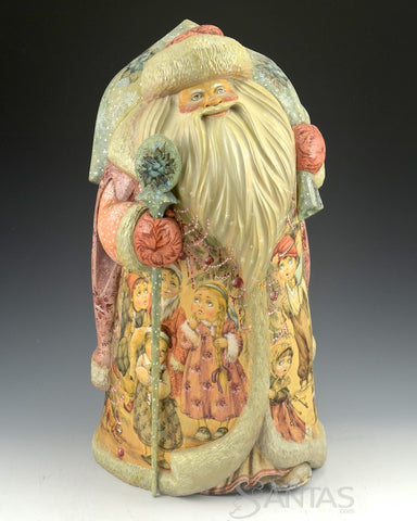 Christmas Masquerade Sepia and Watercolor Original Carving 14 inch