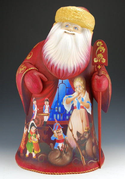 Royal Red Nutcracker - Russian Santa Claus Carving