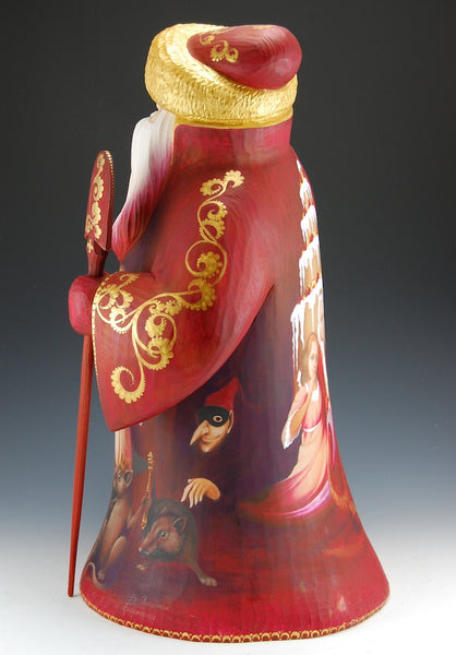 Royal Red Nutcracker - Russian Santa Claus Carving