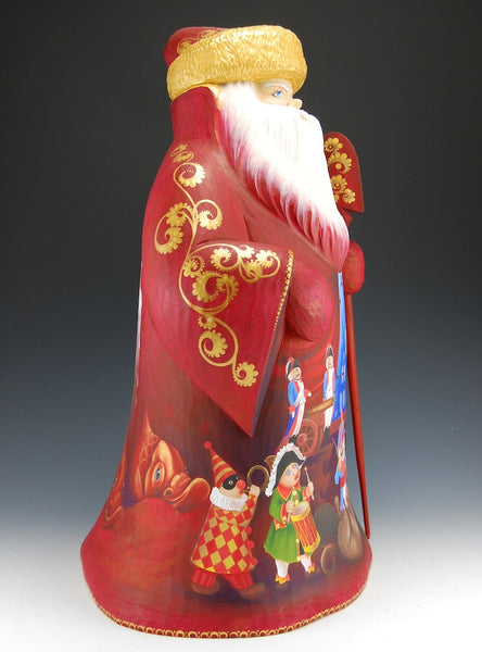 Royal Red Nutcracker - Russian Santa Claus Carving