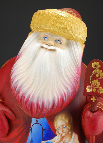 Royal Red Nutcracker - Russian Santa Claus Carving