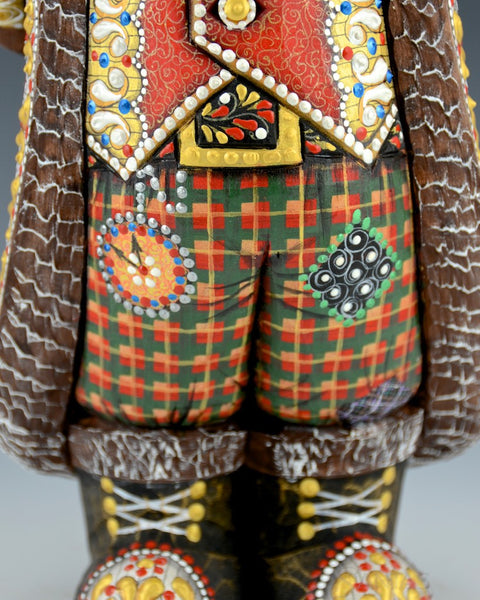 Wood Carved Russian Santa with Violin