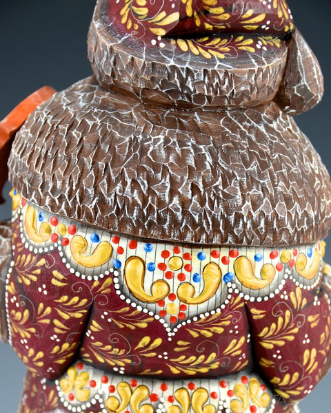 Wood Carved Russian Santa with Violin