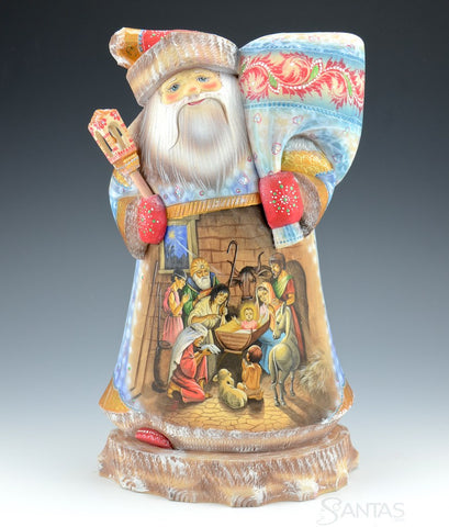 Santa with Lantern and Nativity Scene