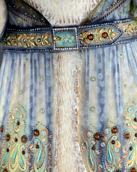 Cobalt Blue Russian Santa with Christmas Tree