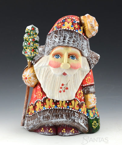 Colorful Stout Santa with Staff 5.5"