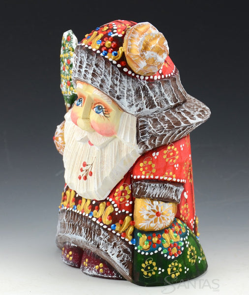 Colorful Stout Santa with Staff 5.5"