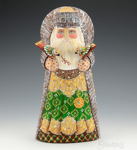 Emerald Green Santa with Birds
