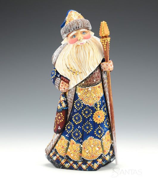 Elegant Blue and Gold Russian Santa