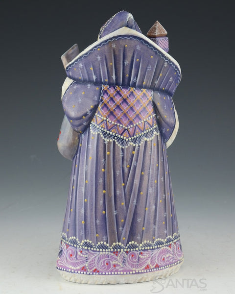 Purple and Pearl Scenic Russian Santa with Toy Bag