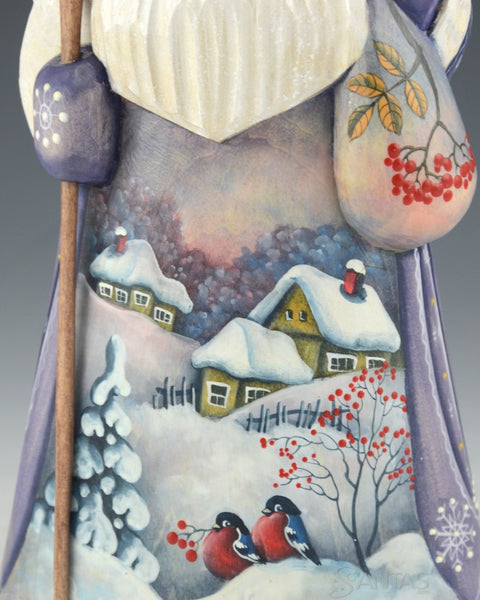 Purple and Pearl Scenic Russian Santa with Toy Bag