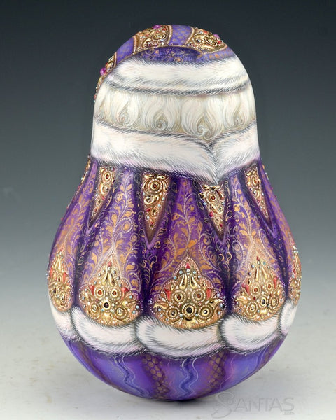 Large Roly Poly Purple Chime Santa 103 Stones