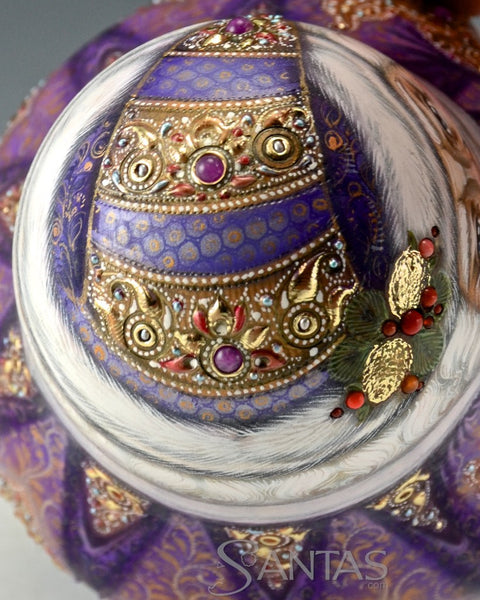 Large Roly Poly Purple Chime Santa 103 Stones