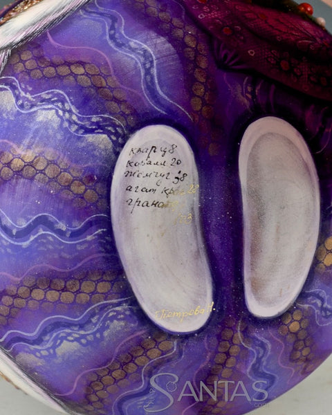 Large Roly Poly Purple Chime Santa 103 Stones