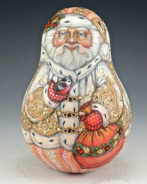 Peach Roly Poly Santa Chime - 99 Jewel Stones