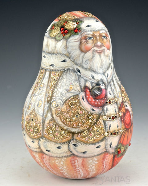 Peach Roly Poly Santa Chime - 99 Jewel Stones