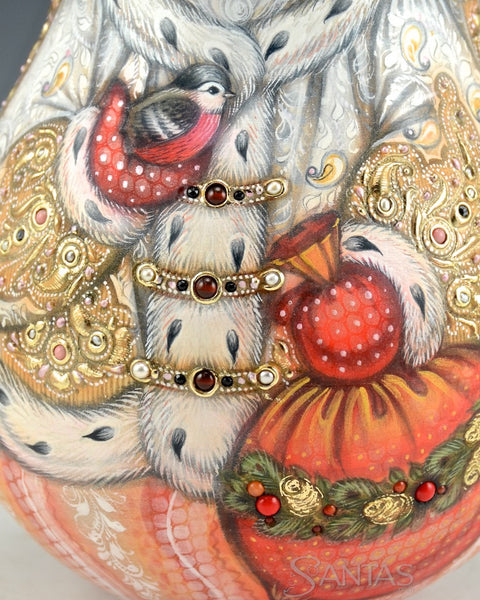 Peach Roly Poly Santa Chime - 99 Jewel Stones