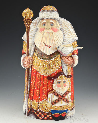 Large and Ornate Red Russian Santa with Nutcracker