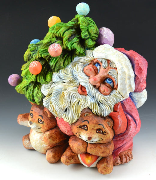 Heartwarming Christmas - Santa and Two Bears by David Sabol