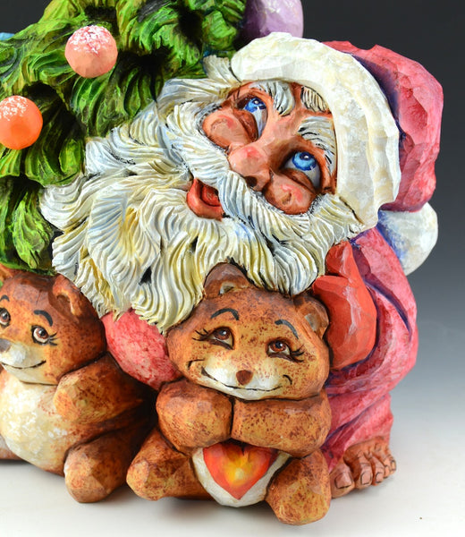 Heartwarming Christmas - Santa and Two Bears by David Sabol