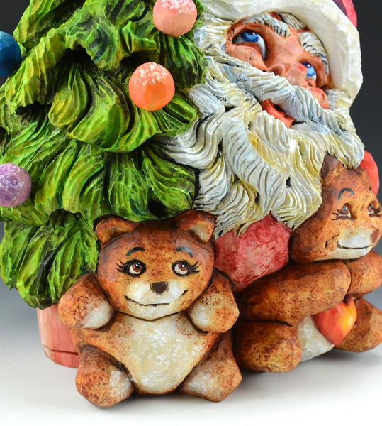 Heartwarming Christmas - Santa and Two Bears by David Sabol