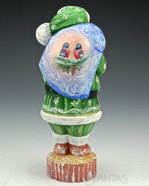 7 inch Green Russian Santa with Scenic Toybag