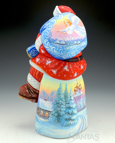 Sitting Russian Santa With Winter Scenes