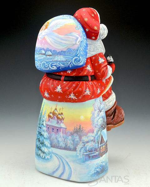 Sitting Russian Santa With Winter Scenes