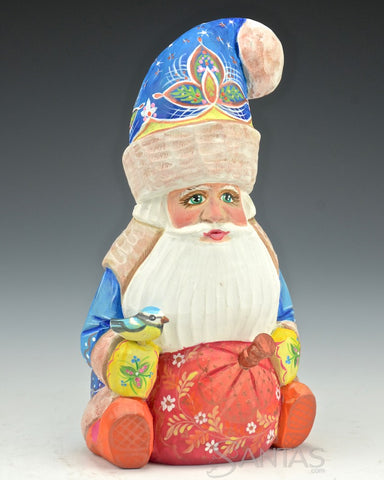 Decorative Blue Sitting Russian Santa