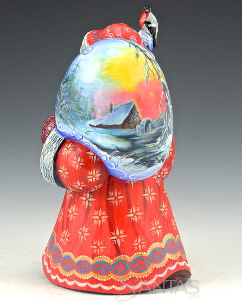 5 inch Red Russian Santa with Scenic Toy bag