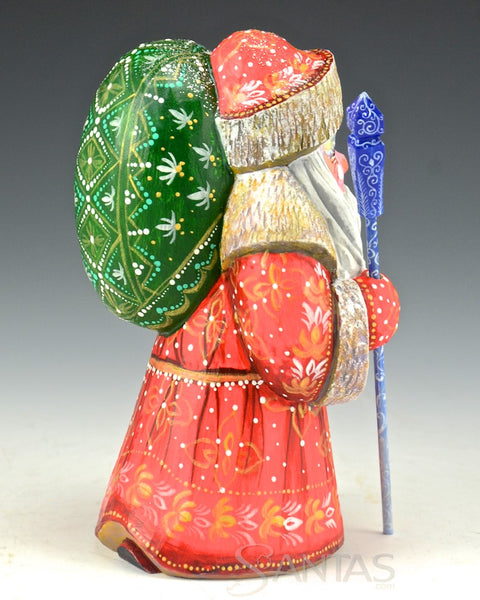 5 inch Russian Santa with Green Toybag