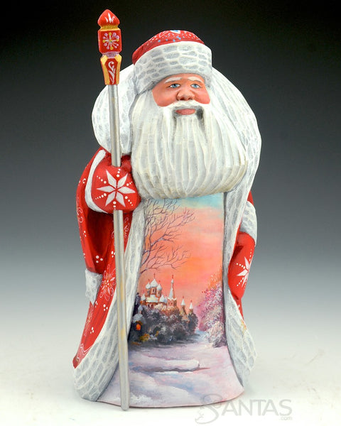 8 inch Red Scenic Santa with Staff