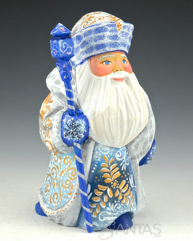 Blue and white Frosted Russian Santa