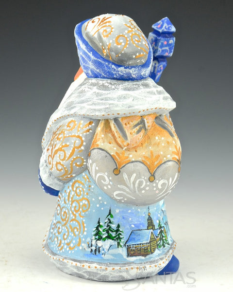 Blue and white Frosted Russian Santa