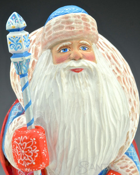 8 inch Russian Santa with Winter Woods Scene