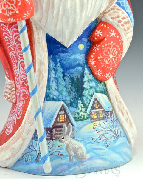 8 inch Russian Santa with Winter Woods Scene