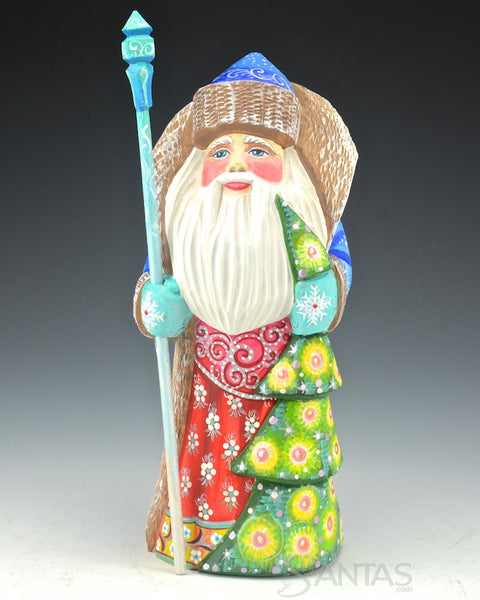9 inch Russian Santa Holding Tree