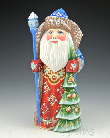 Russian Santa Carving with Christmas Tree