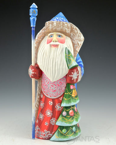 9 inch Santa Carving with Decorated Tree